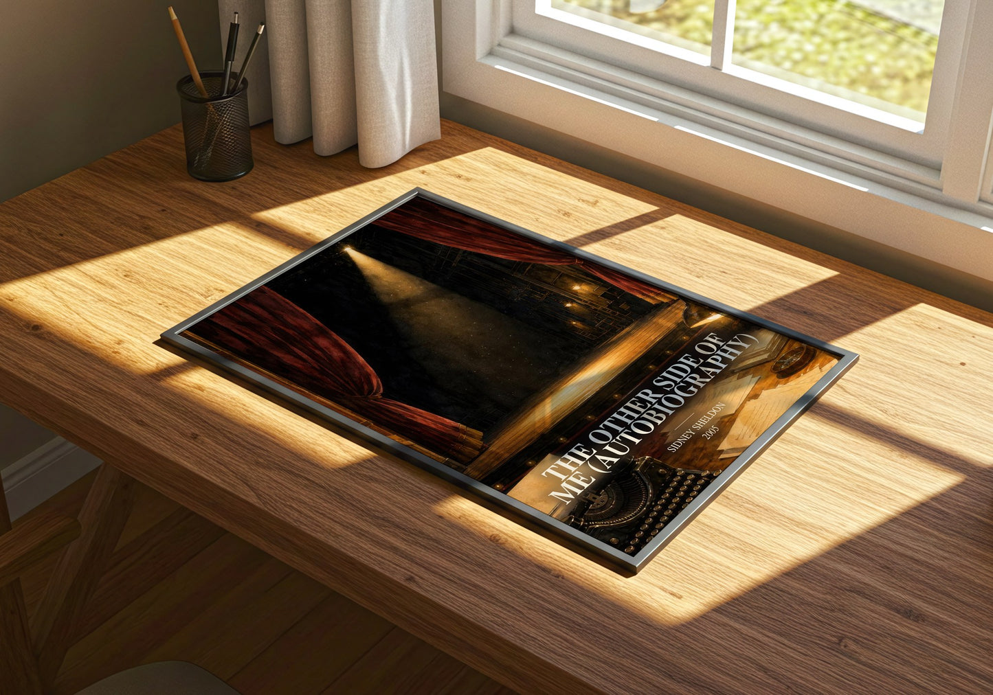 The Other Side Of Me (Autobiography) watercolour book poster framed on wall – memoir wall art
