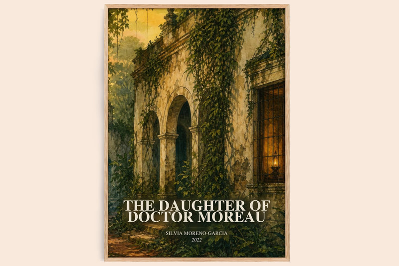 The Daughter Of Doctor Moreau watercolour book poster by Silvia Moreno-Garcia – framed literary art print