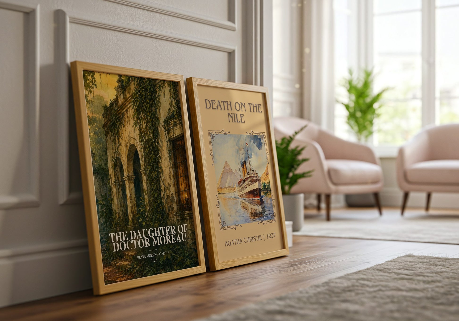 The Daughter Of Doctor Moreau watercolour print framed by window – literary home decor