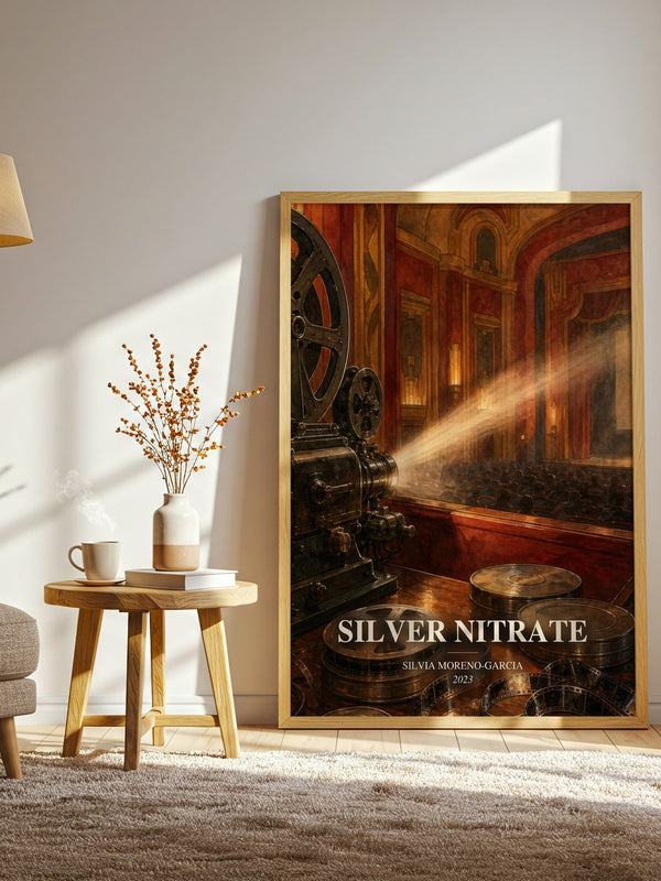 Silver Nitrate watercolour print in frame leaning in hallway – horror wall art