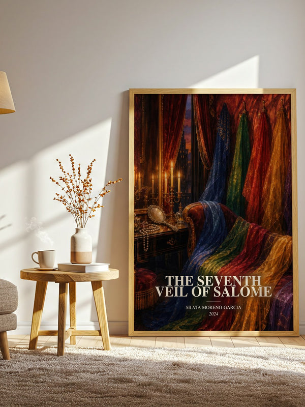 The Seventh Veil Of Salome watercolour print in frame leaning in hallway – historical fiction wall art