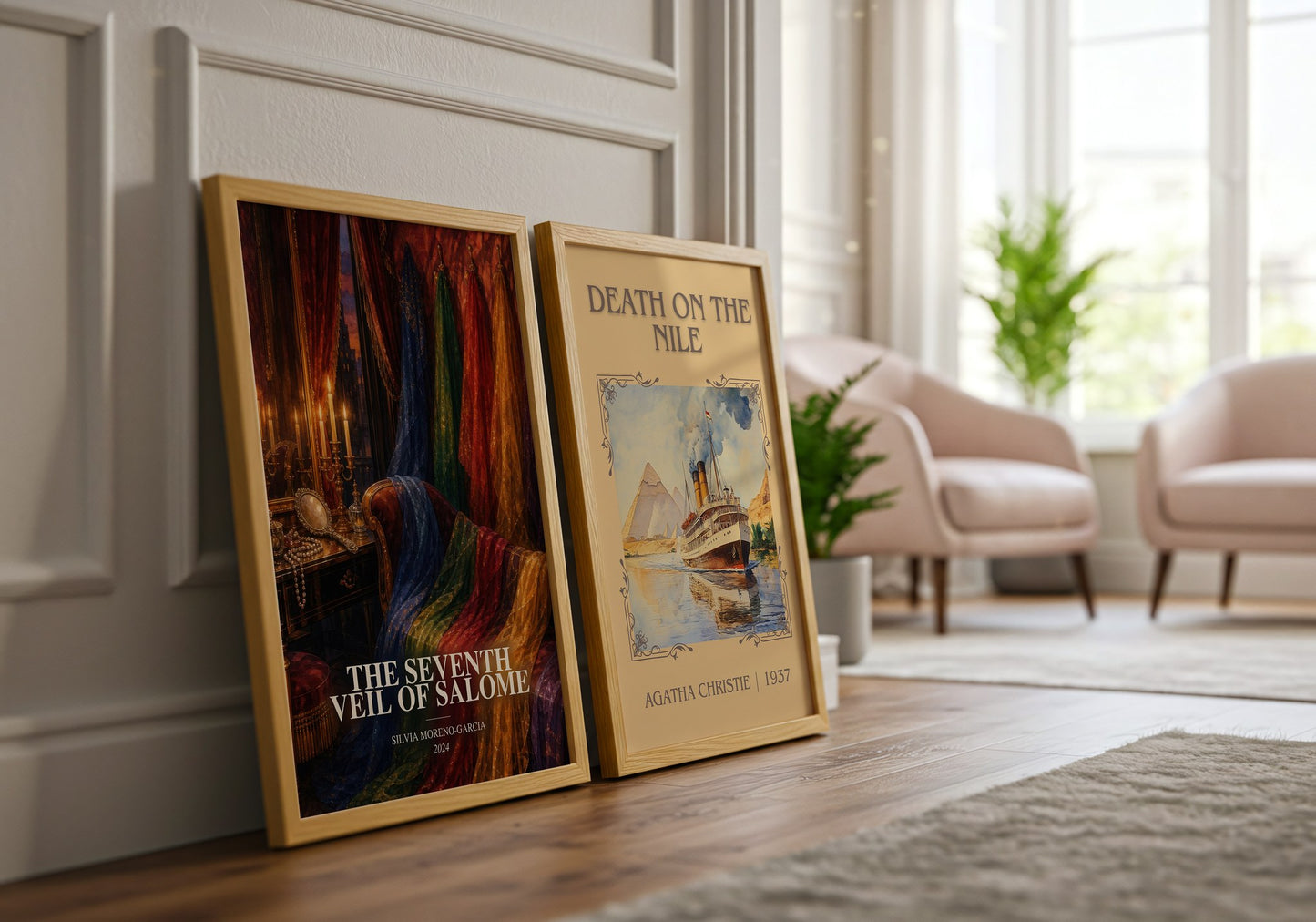 The Seventh Veil Of Salome watercolour print framed by window – literary home decor