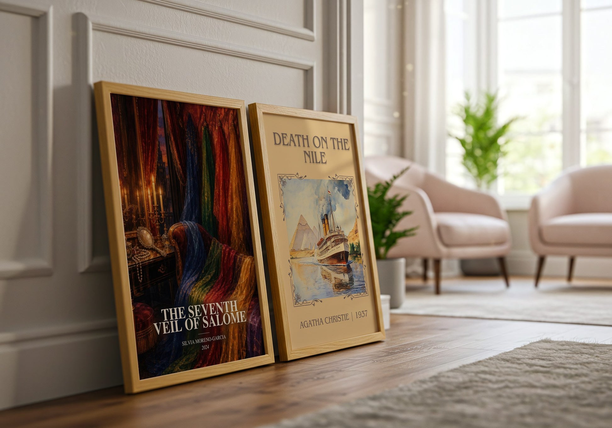 The Seventh Veil Of Salome watercolour print framed by window – literary home decor