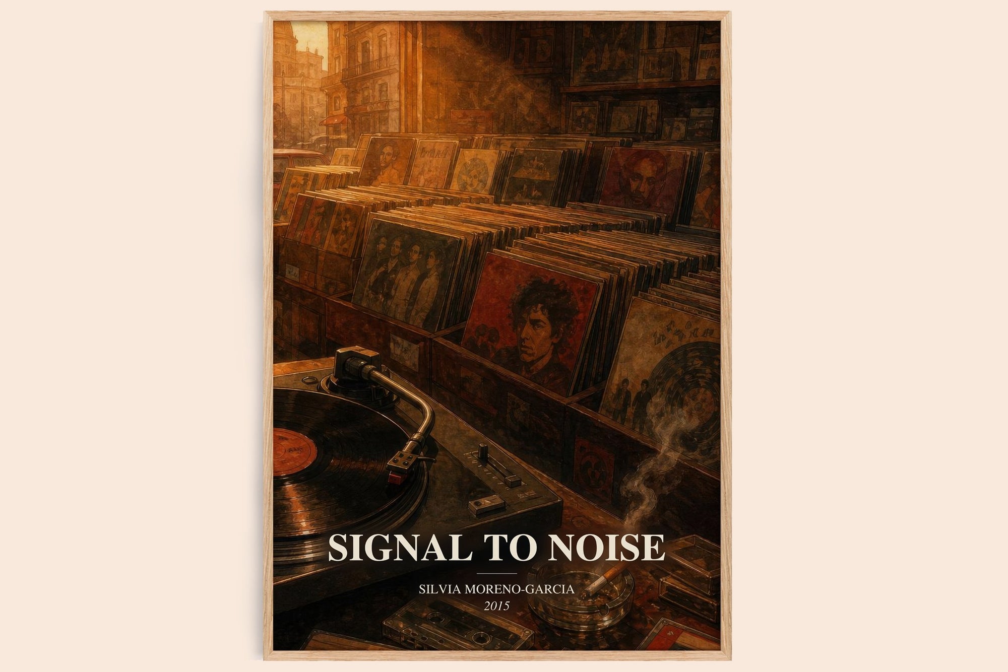 Signal To Noise watercolour book poster by Silvia Moreno-Garcia – framed literary art print