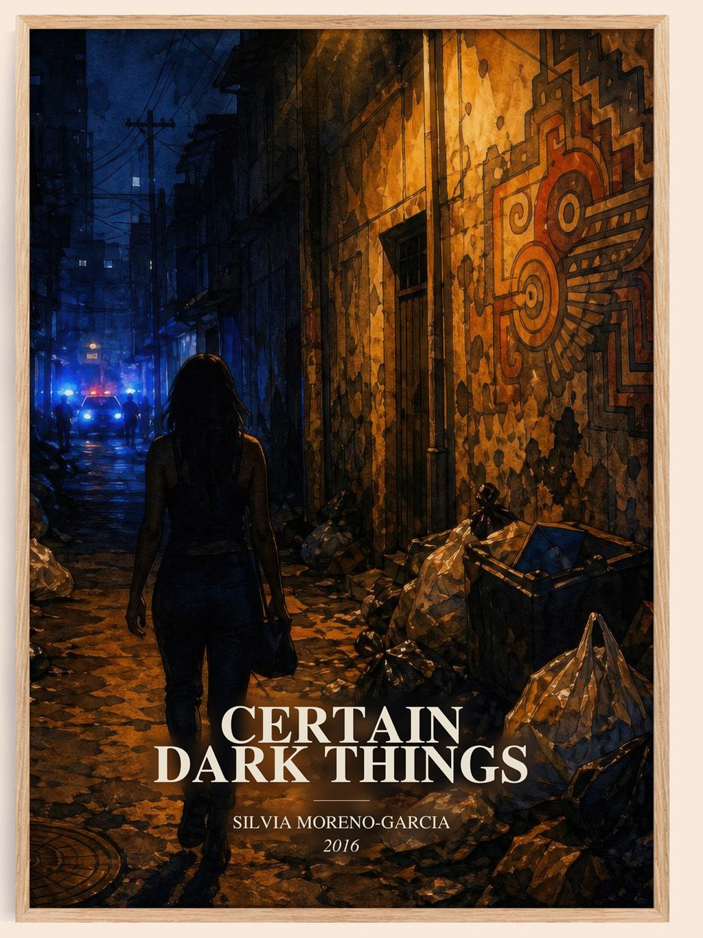 Certain Dark Things watercolour book poster by Silvia Moreno-Garcia – framed literary art print