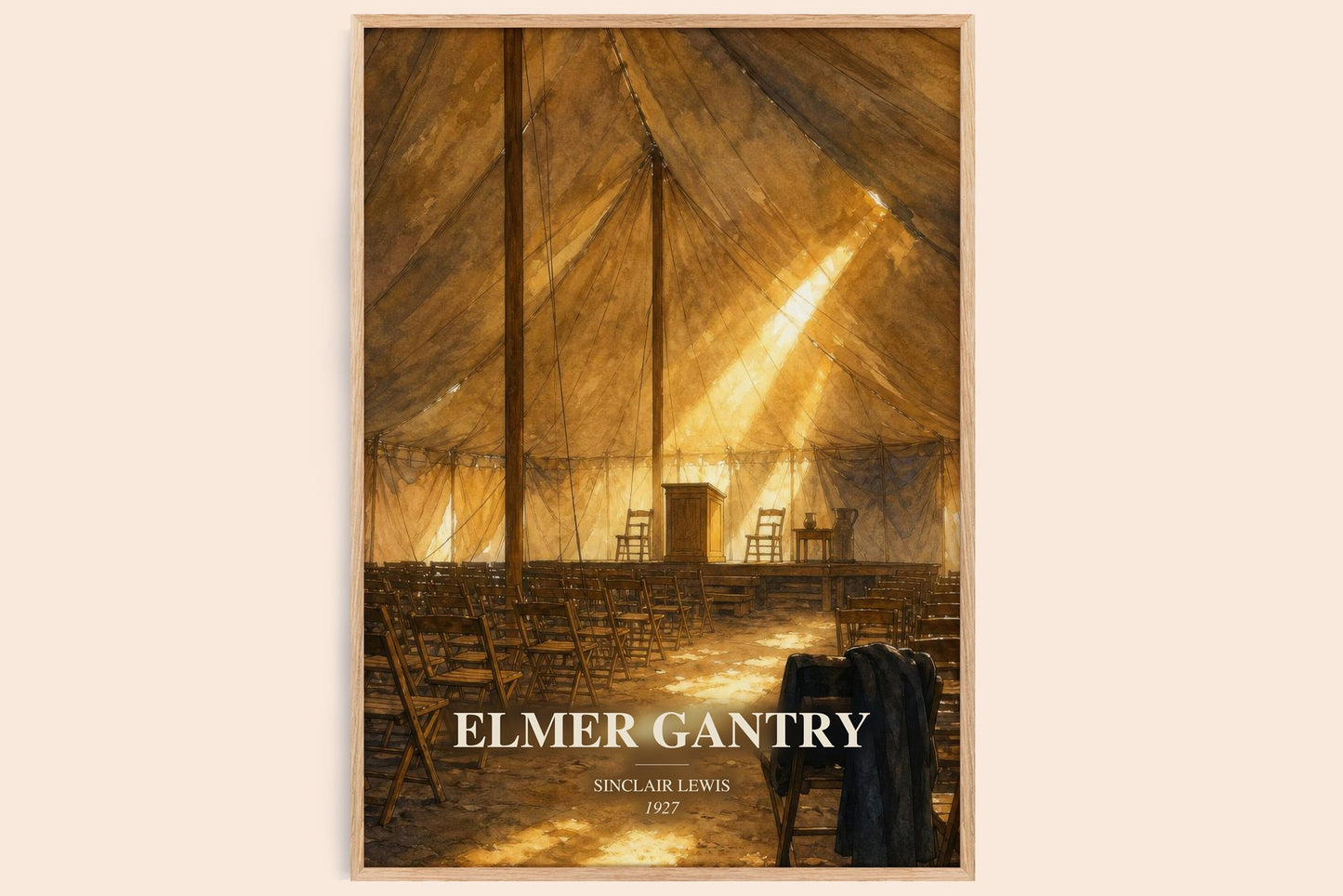 Elmer Gantry watercolour book poster by Sinclair Lewis – framed literary art print