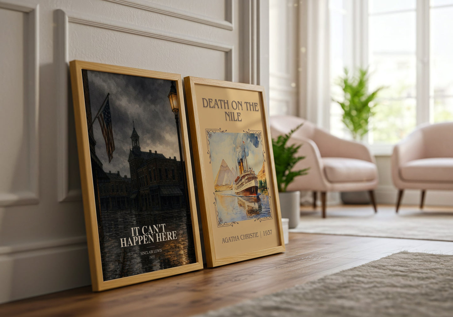 It Can'T Happen Here watercolour print framed by window – literary home decor