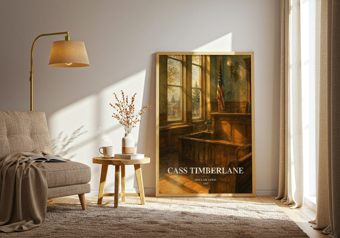 Cass Timberlane watercolour print in frame leaning in hallway – literary fiction wall art