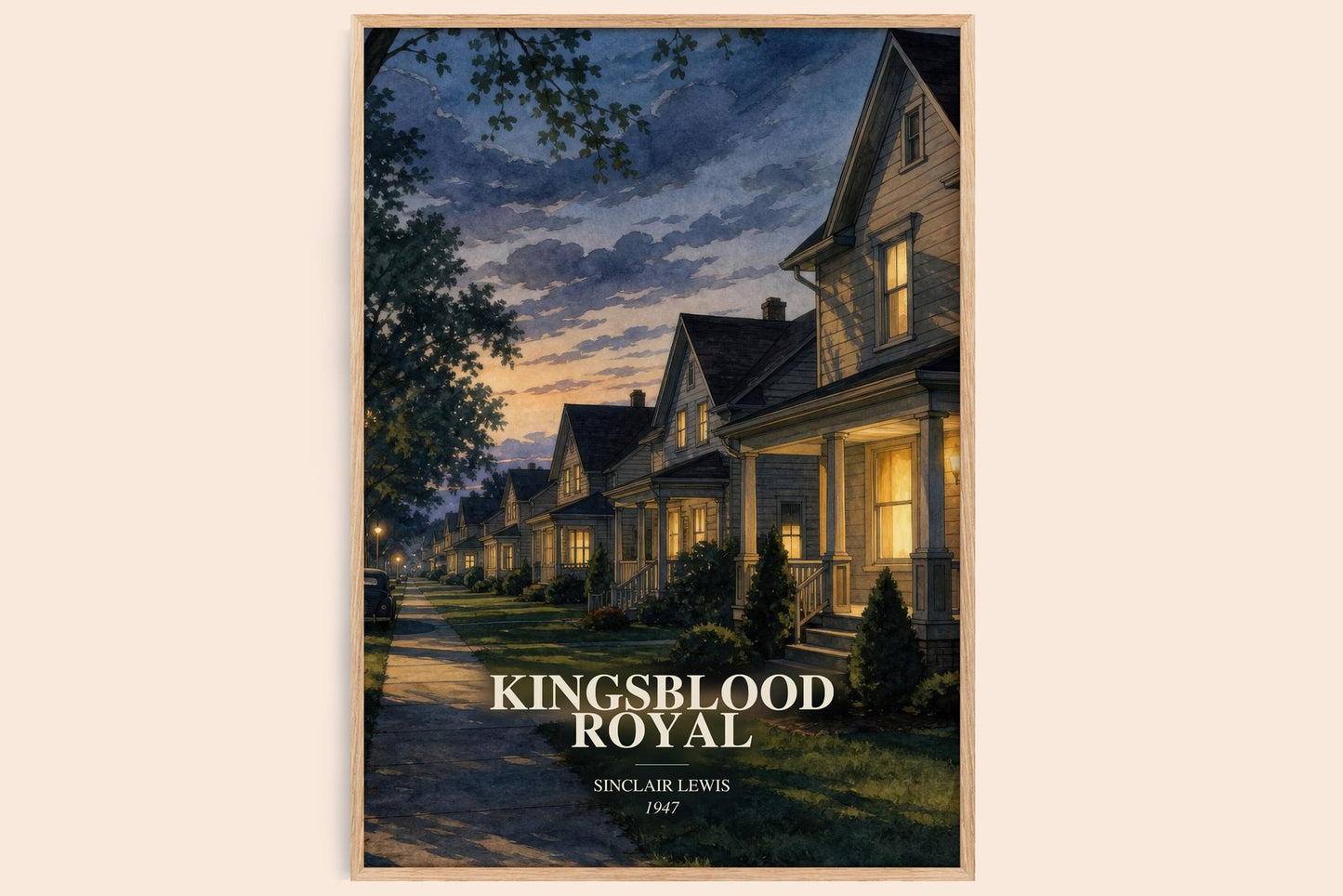Kingsblood Royal watercolour book poster by Sinclair Lewis – framed literary art print