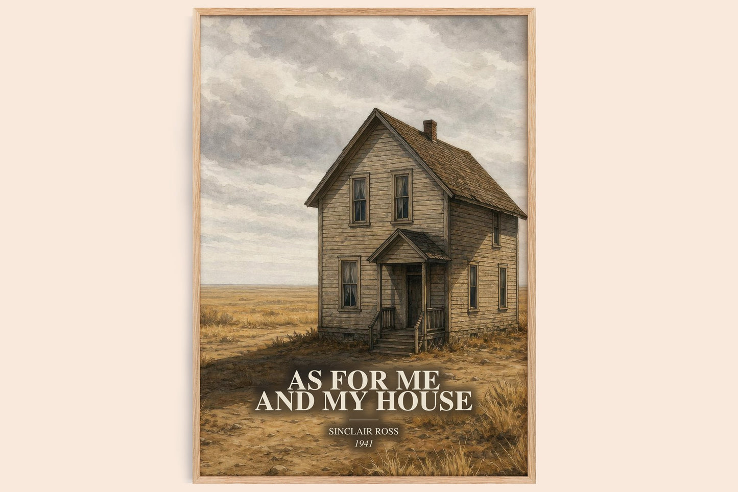 As For Me And My House watercolour book poster by Sinclair Ross – framed literary art print