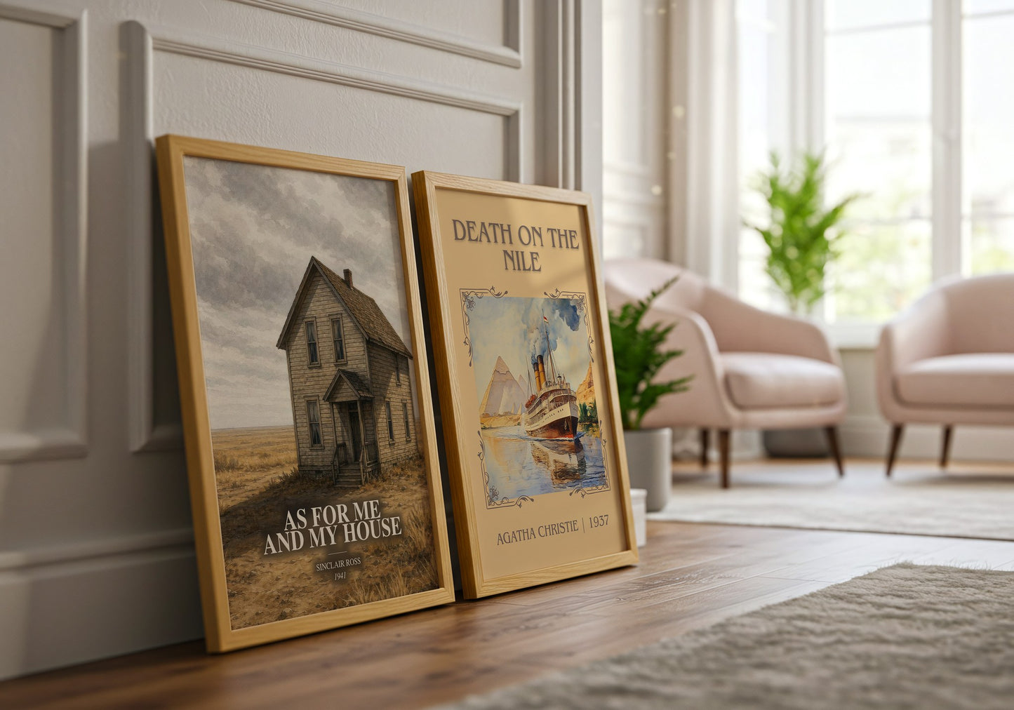 As For Me And My House watercolour print framed by window – literary home decor