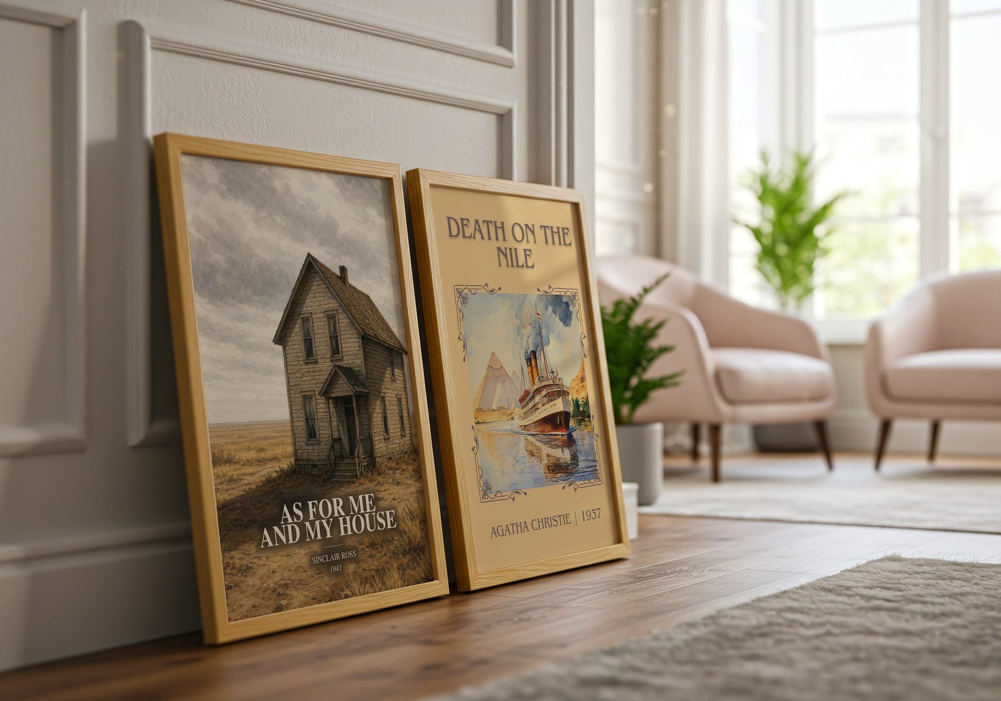 As For Me And My House watercolour print framed by window – literary home decor