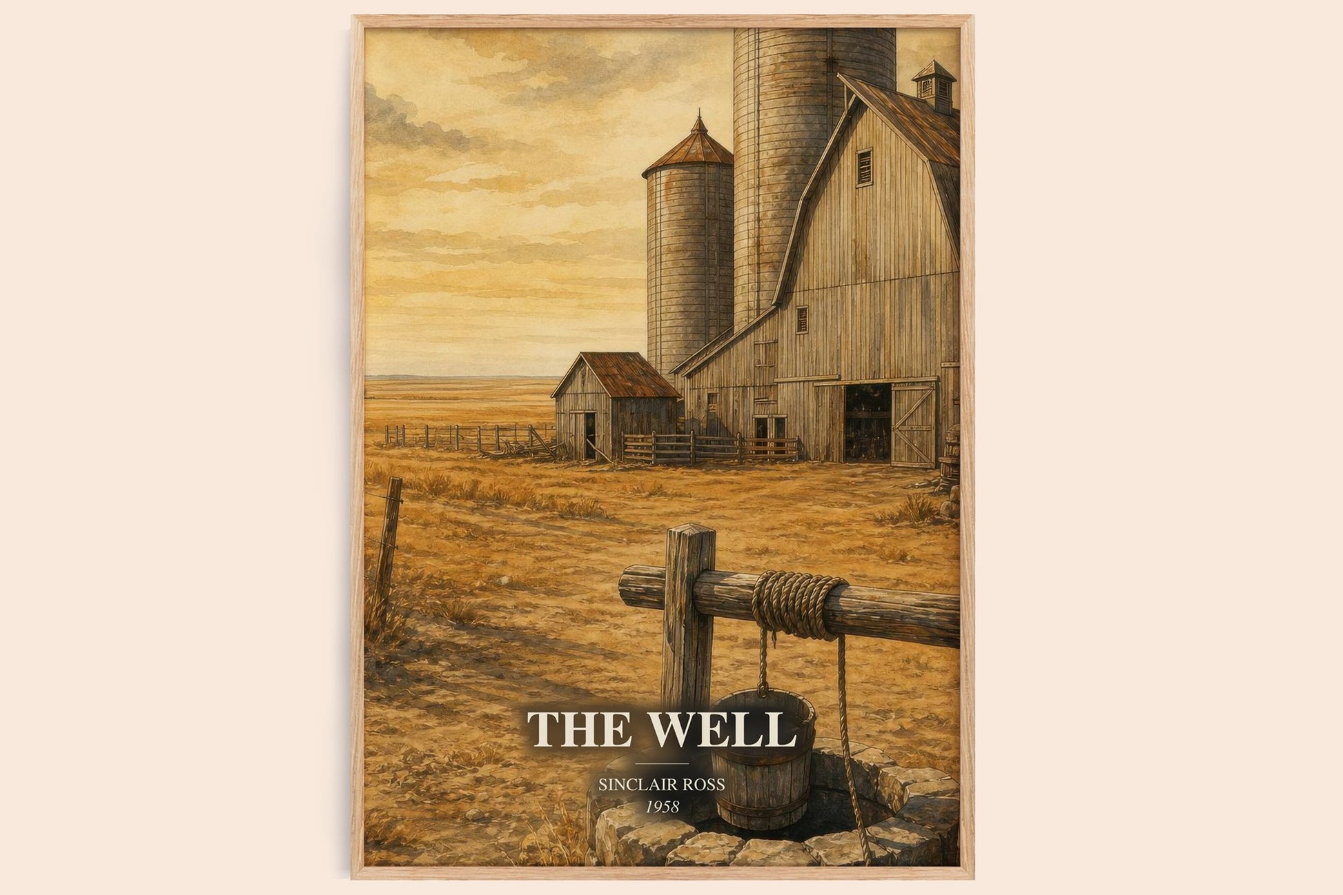 The Well watercolour book poster by Sinclair Ross – framed literary art print