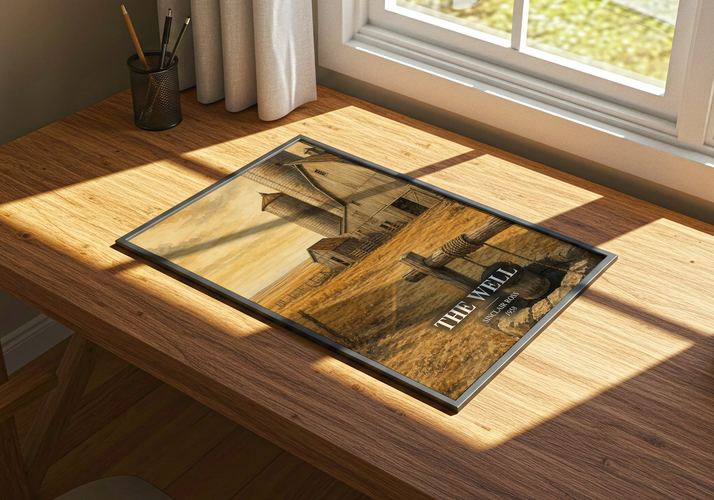 The Well watercolour book poster framed on wall – literary fiction wall art