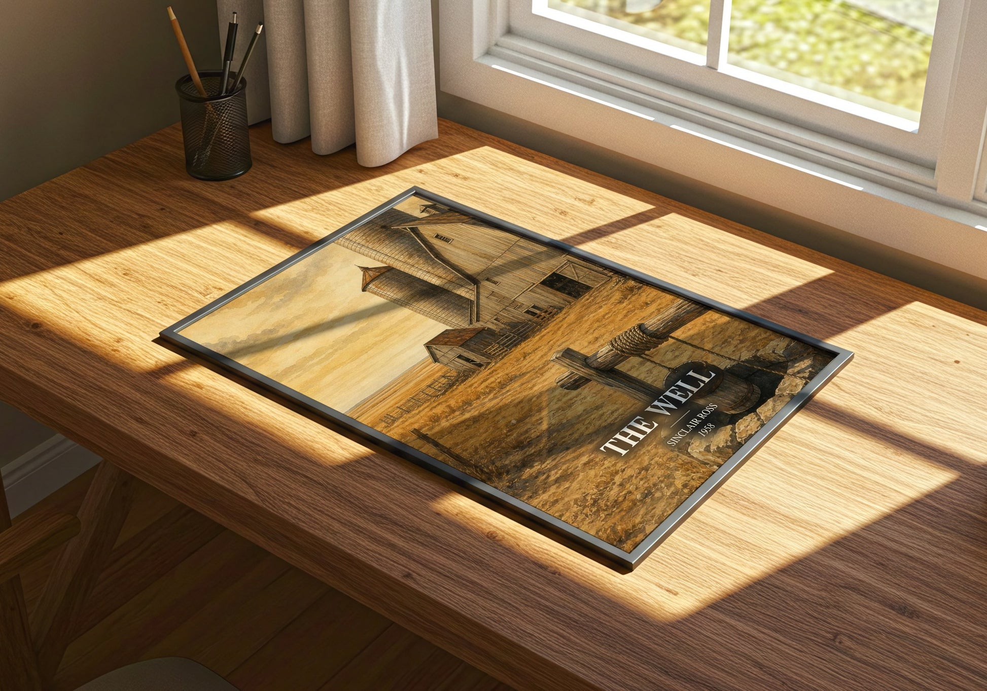The Well watercolour book poster framed on wall – literary fiction wall art