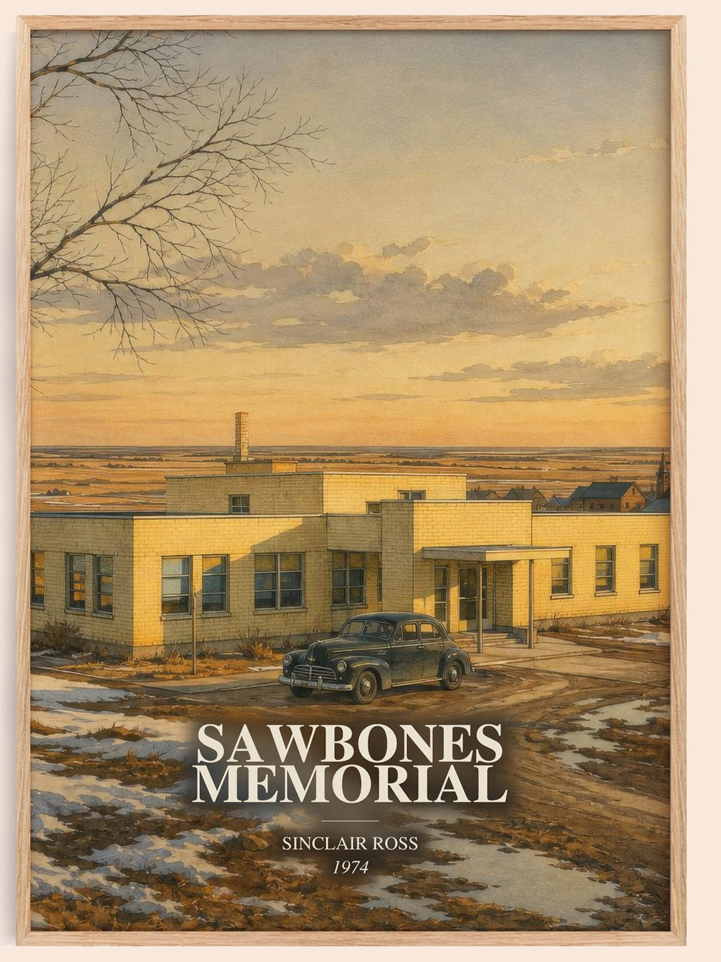 Sawbones Memorial watercolour book poster by Sinclair Ross – framed literary art print