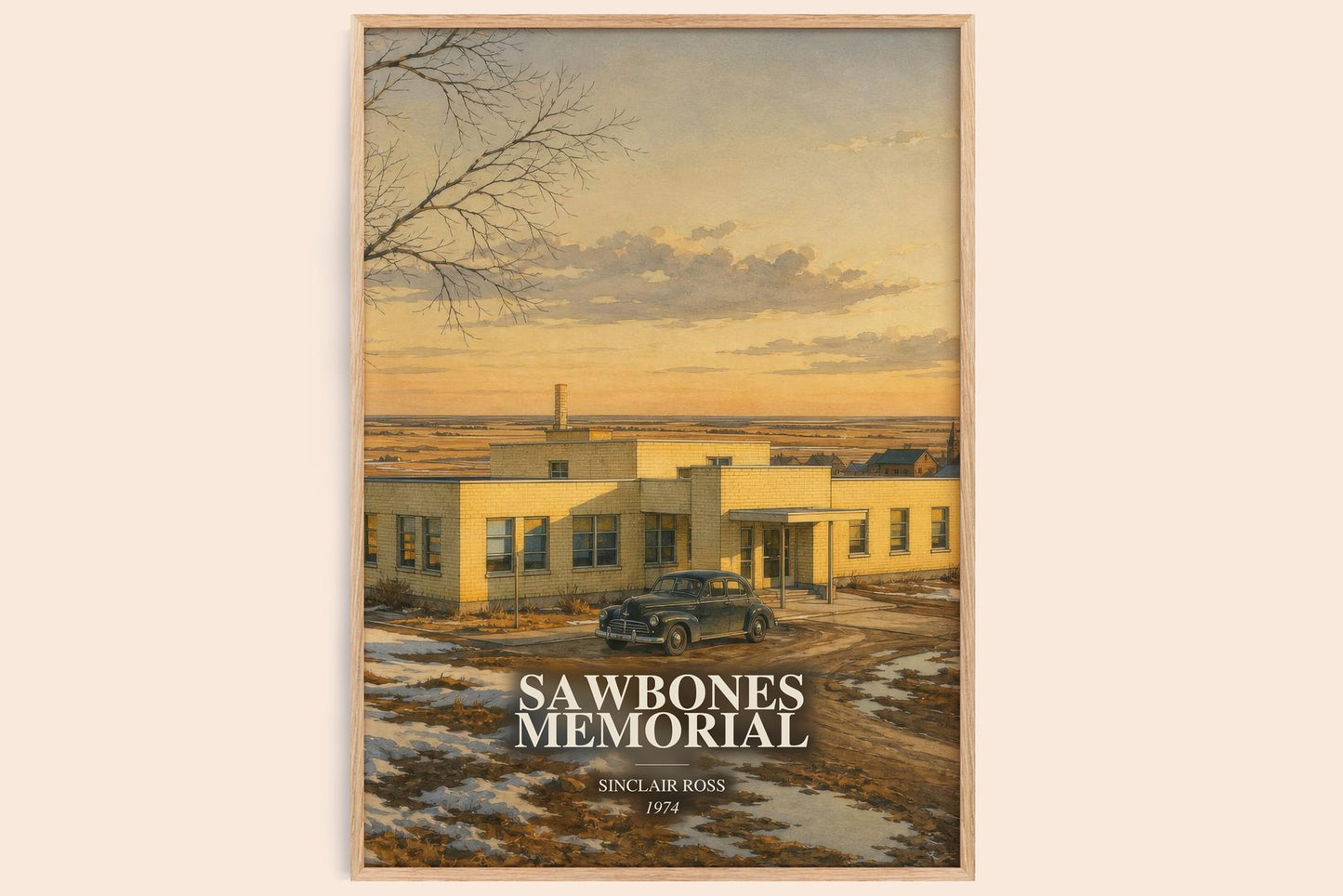 Sawbones Memorial watercolour book poster by Sinclair Ross – framed literary art print