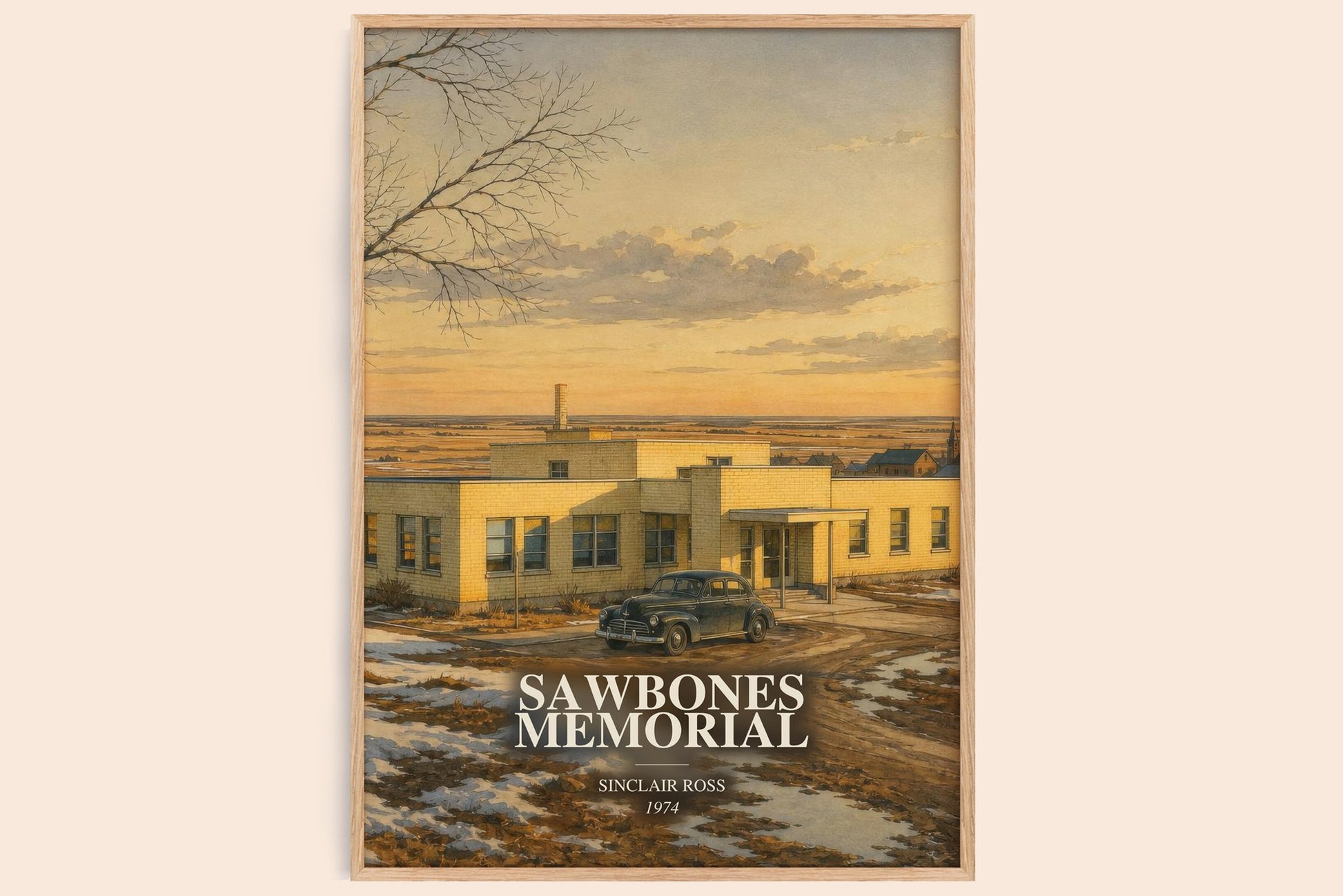 Sawbones Memorial watercolour book poster by Sinclair Ross – framed literary art print
