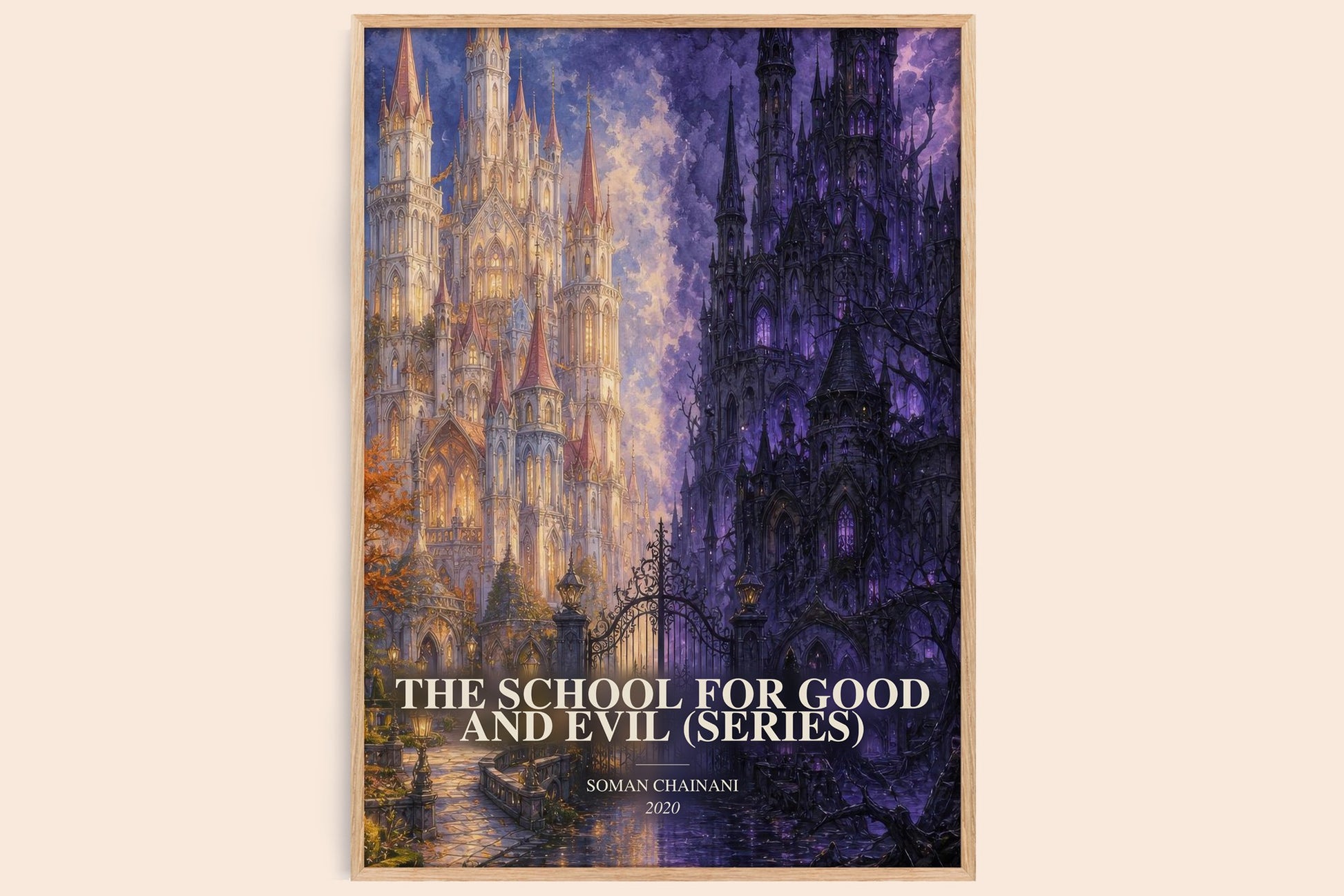 The School For Good And Evil (Series) watercolour book poster by Soman Chainani – framed literary art print