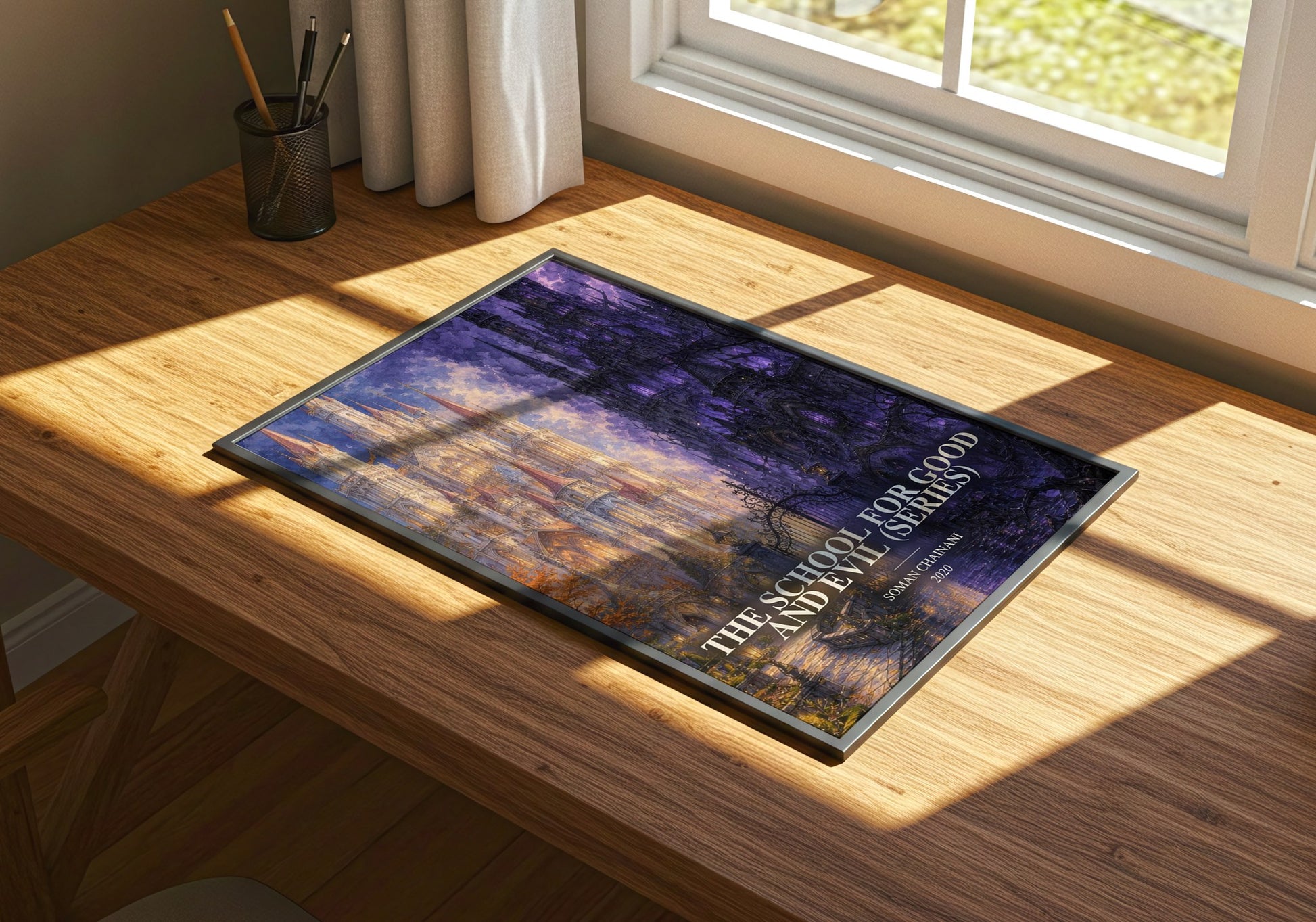 The School For Good And Evil (Series) watercolour book poster framed on wall – fantasy wall art