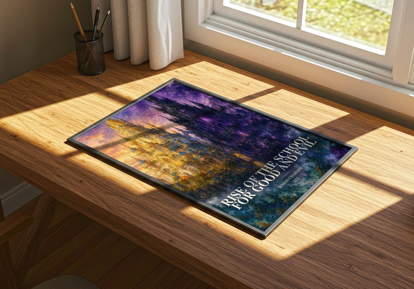 Rise Of The School For Good And Evil watercolour book poster framed on wall – fantasy wall art