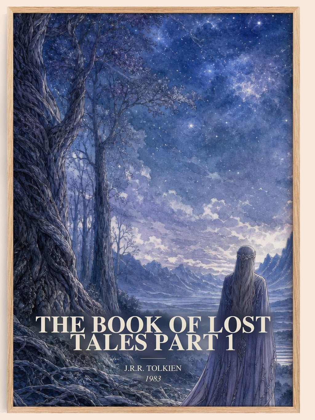 The Book Of Lost Tales Part 1 watercolour book poster by J.R.R. Tolkien – framed literary art print