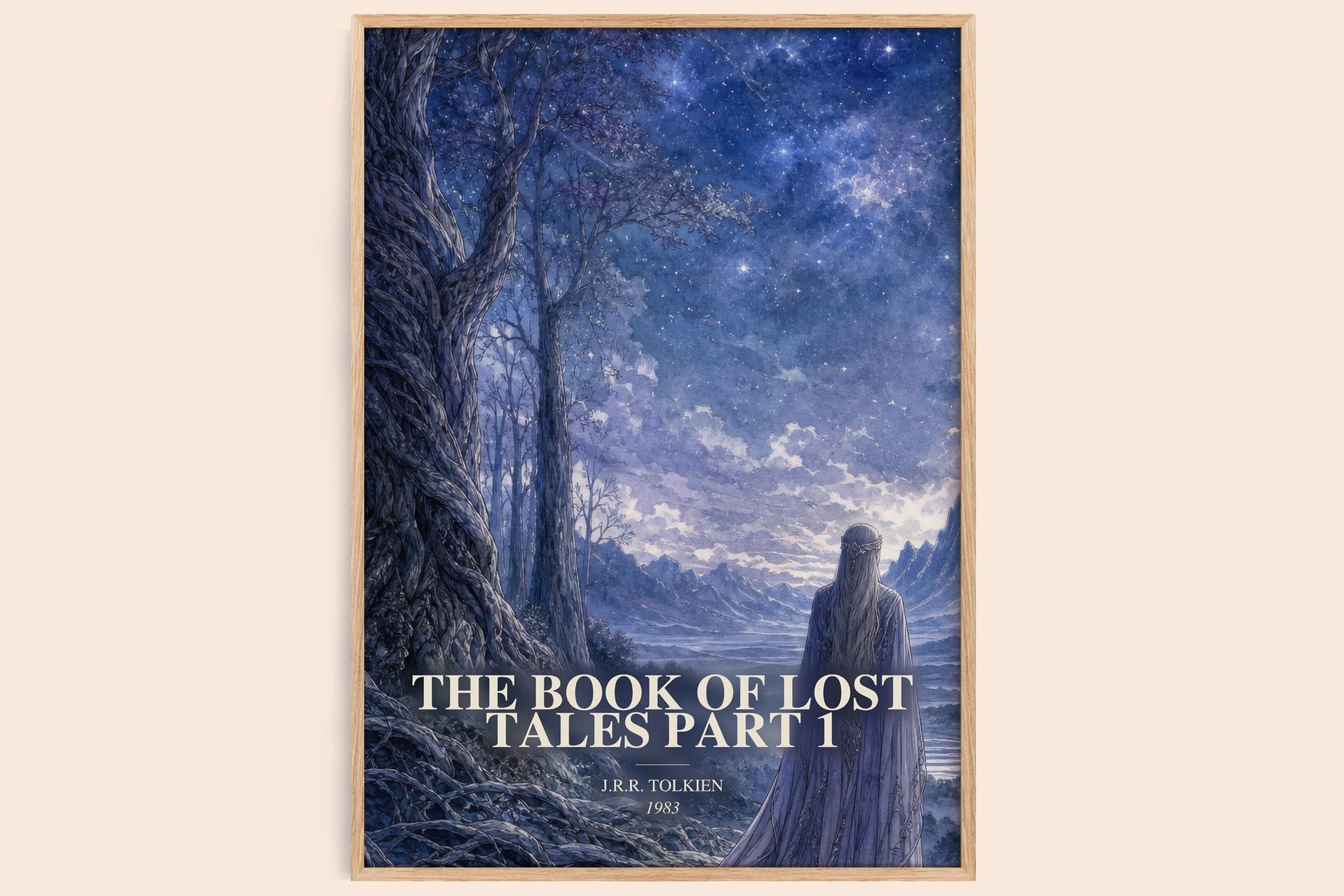 The Book Of Lost Tales Part 1 watercolour book poster by J.R.R. Tolkien – framed literary art print
