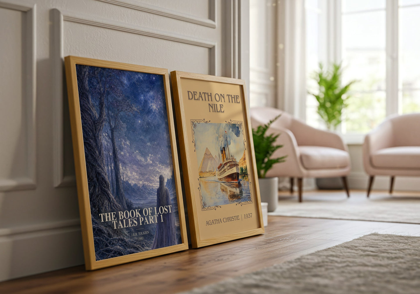 The Book Of Lost Tales Part 1 watercolour print framed by window – literary home decor