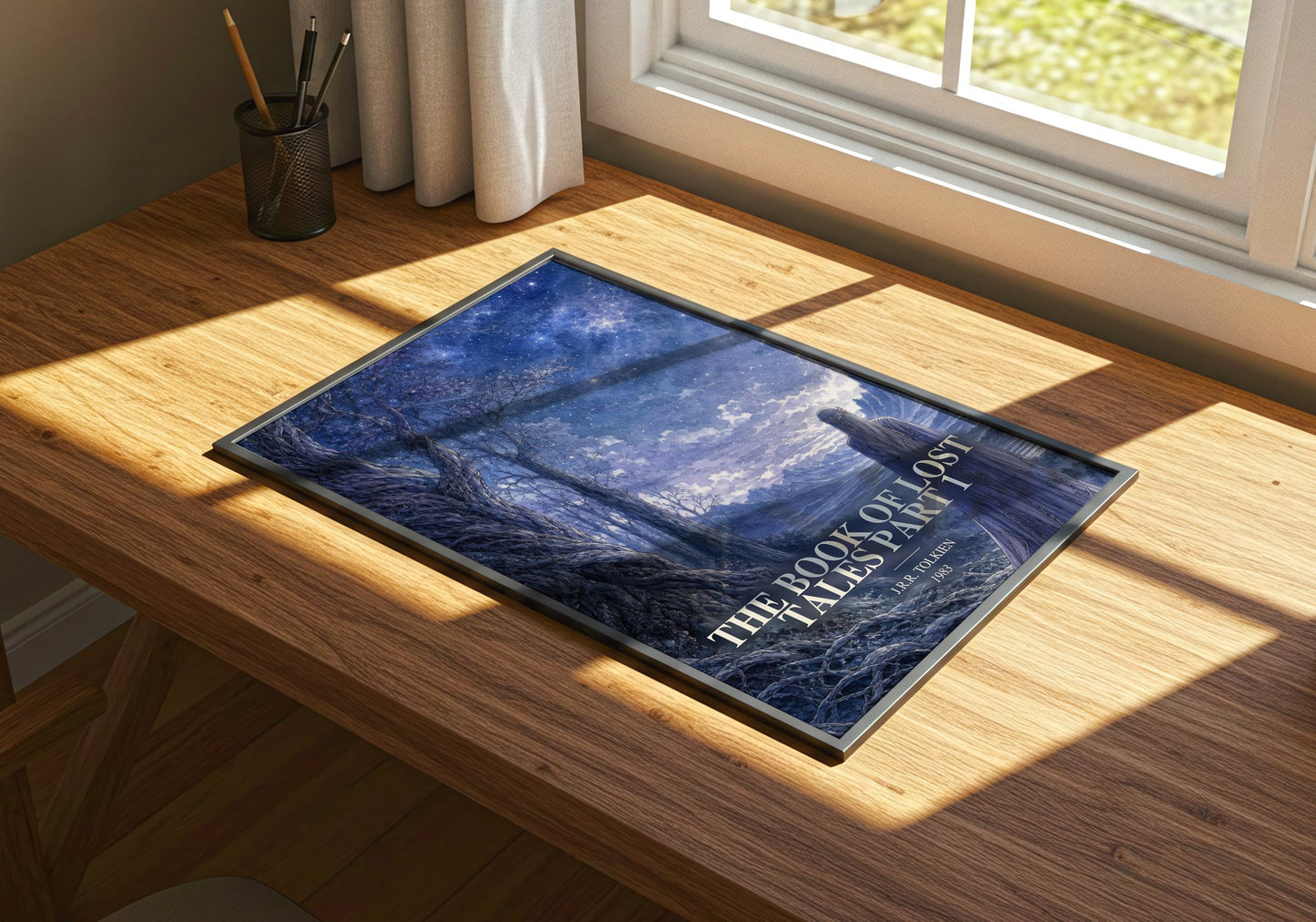 The Book Of Lost Tales Part 1 watercolour book poster framed on wall – fantasy wall art