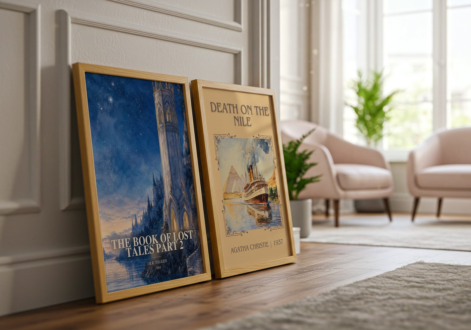 The Book Of Lost Tales Part 2 watercolour print framed by window – literary home decor