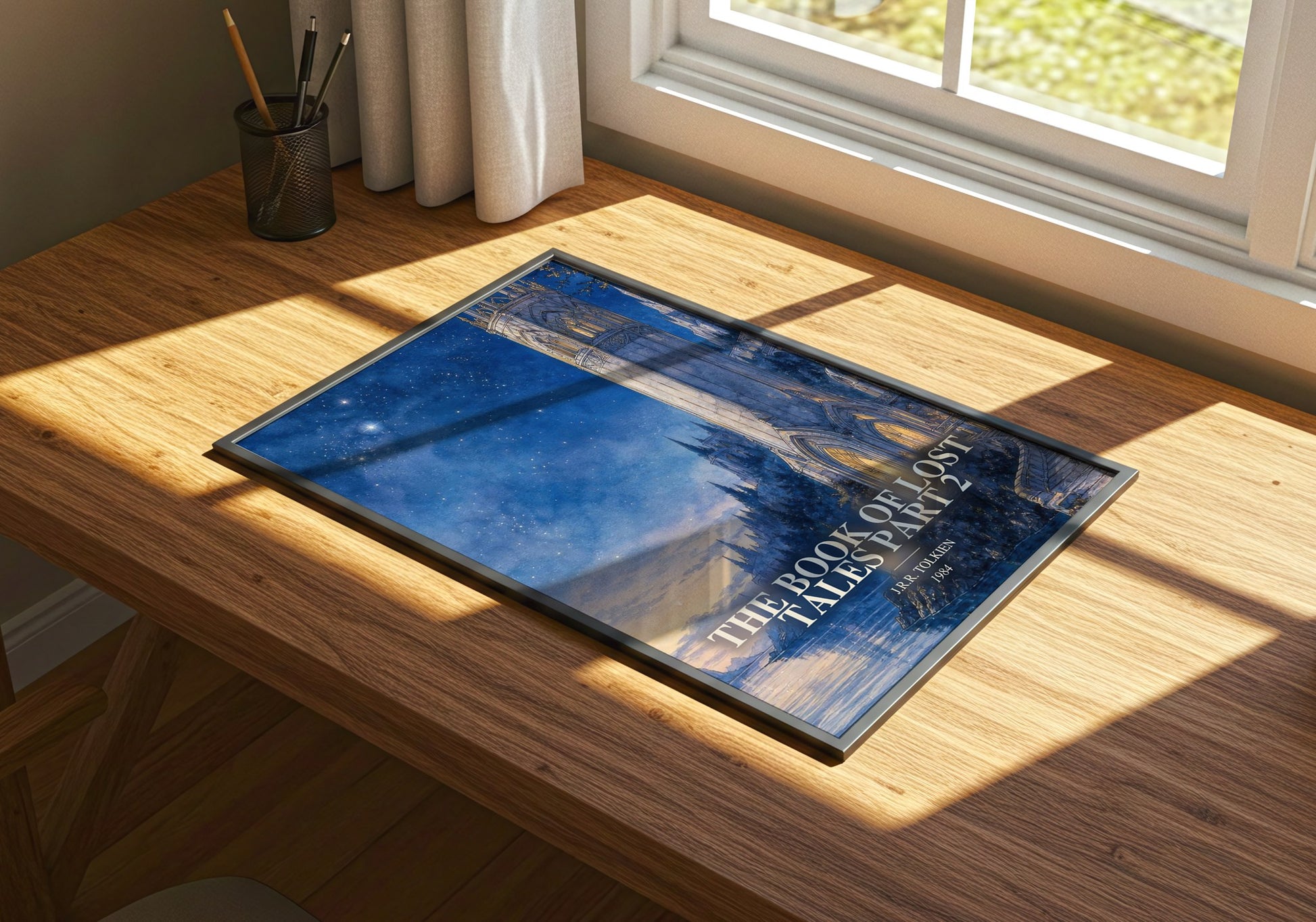 The Book Of Lost Tales Part 2 watercolour book poster framed on wall – fantasy wall art