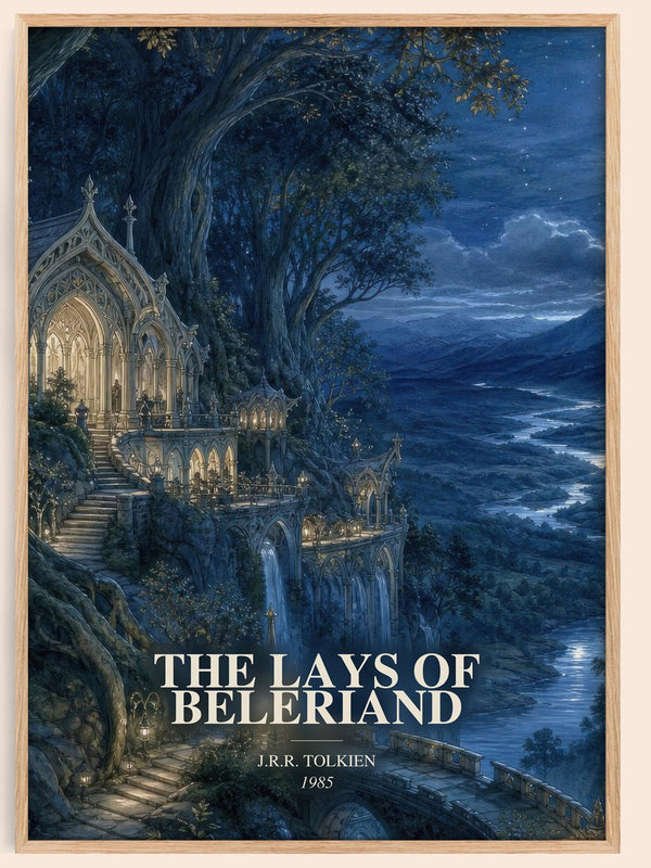 The Lays Of Beleriand watercolour book poster by J.R.R. Tolkien – framed literary art print