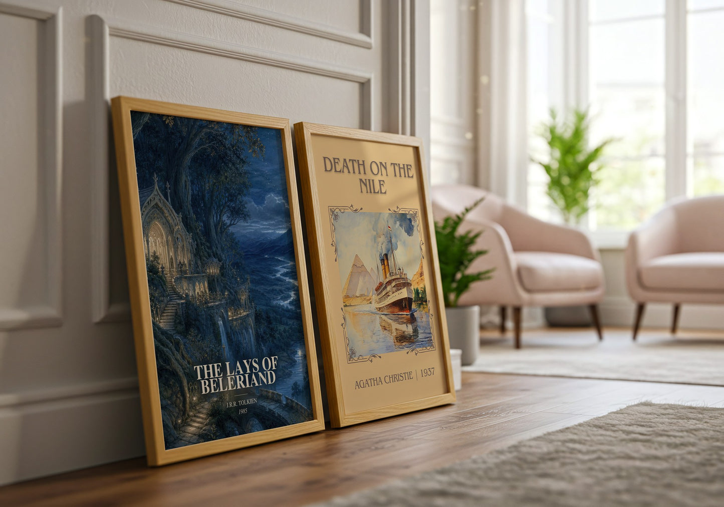 The Lays Of Beleriand watercolour print framed by window – literary home decor