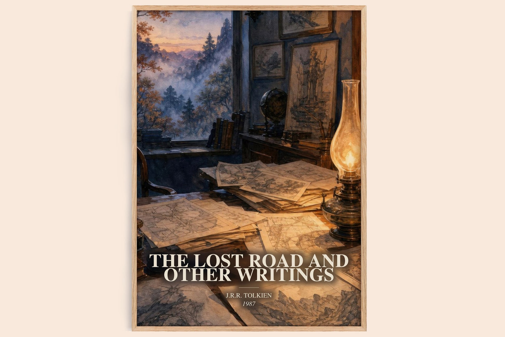 The Lost Road And Other Writings watercolour book poster by J.R.R. Tolkien – framed literary art print
