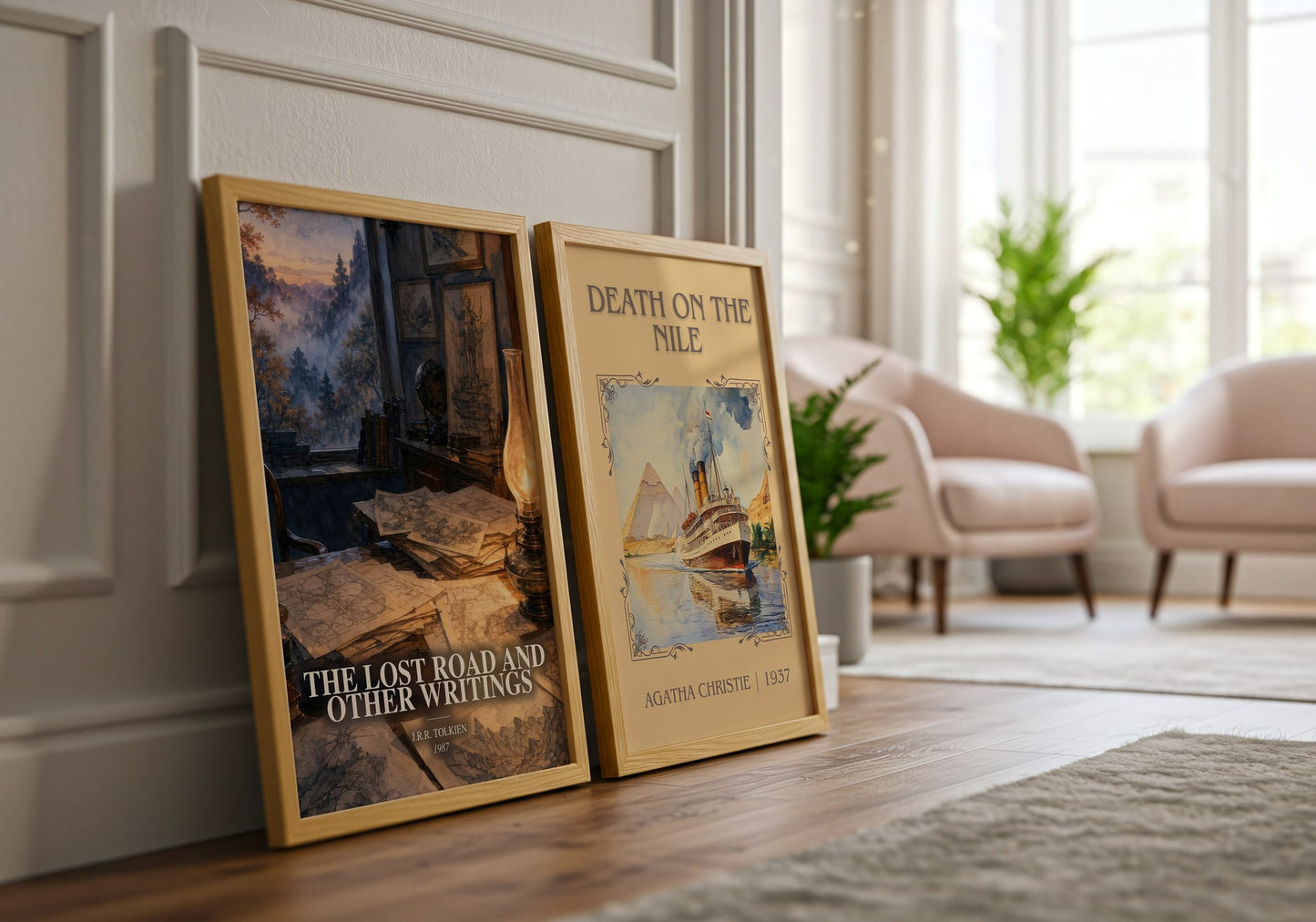 The Lost Road And Other Writings watercolour print framed by window – literary home decor