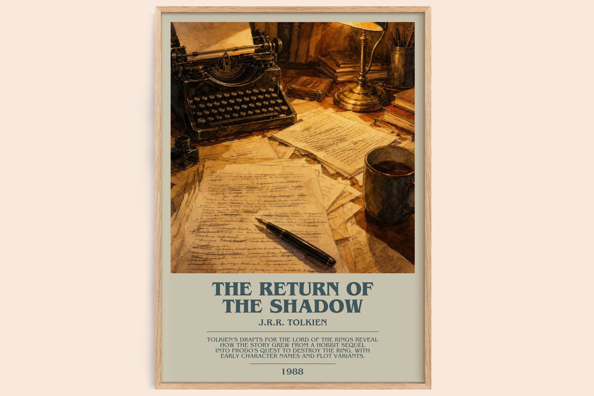 The Return Of The Shadow bookish book poster by J.R.R. Tolkien – framed literary art print