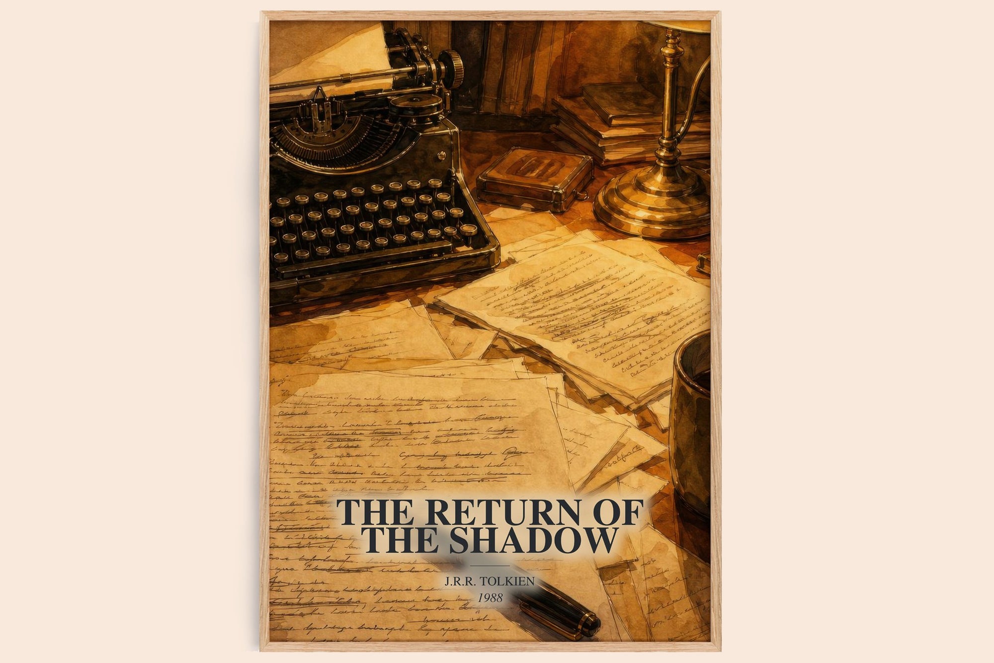 The Return Of The Shadow watercolour book poster by J.R.R. Tolkien – framed literary art print