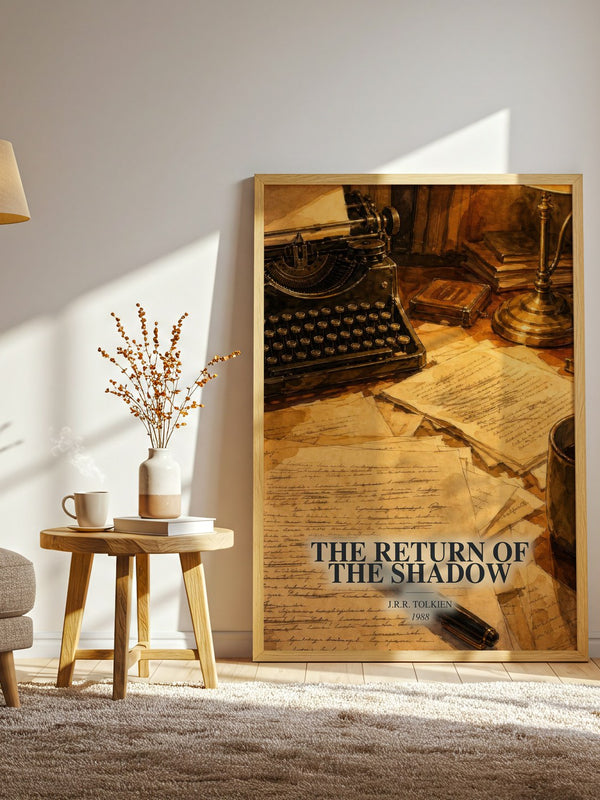 The Return Of The Shadow watercolour print in frame leaning in hallway – literary wall art