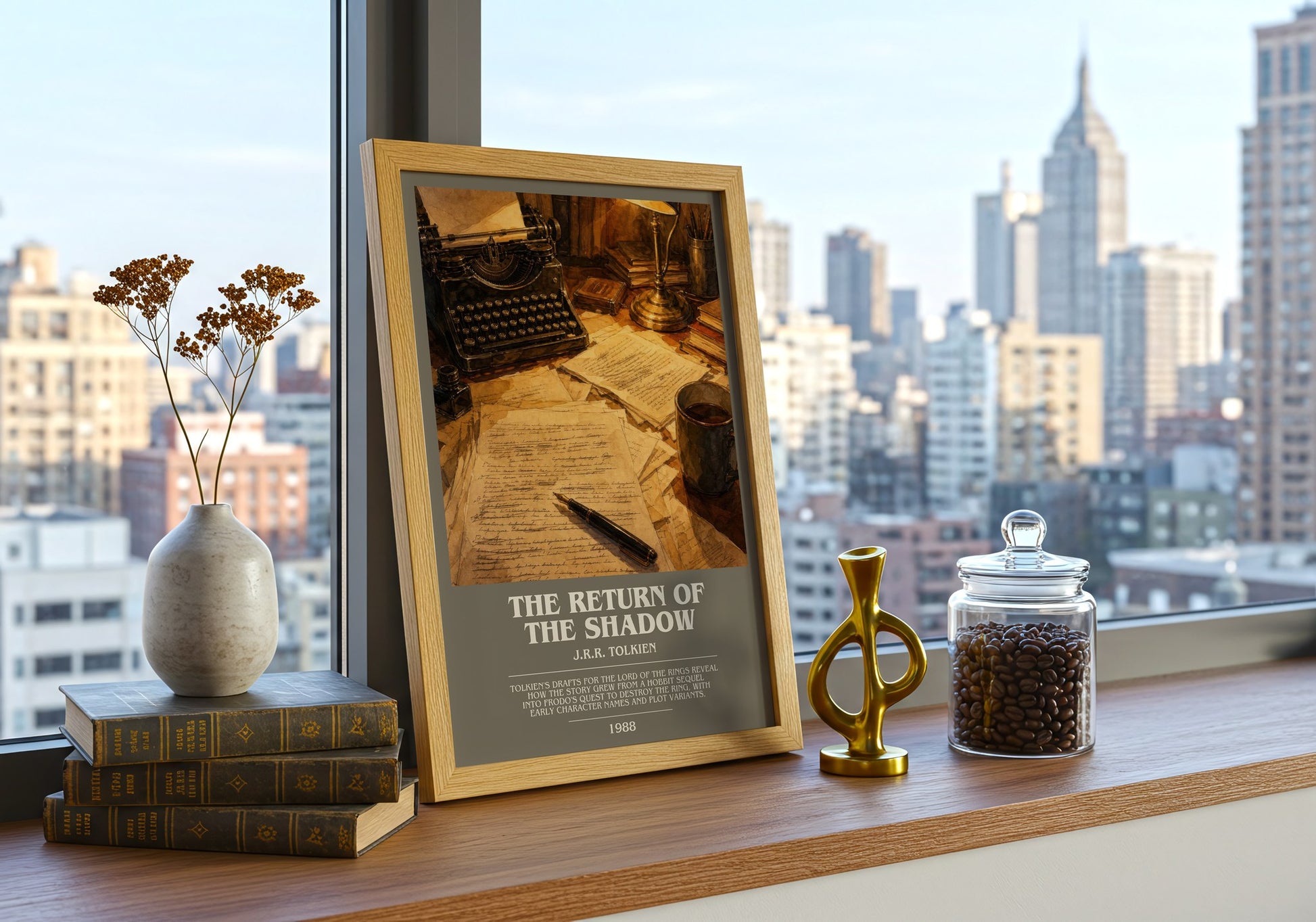 The Return Of The Shadow bookish print framed by window – literary home decor