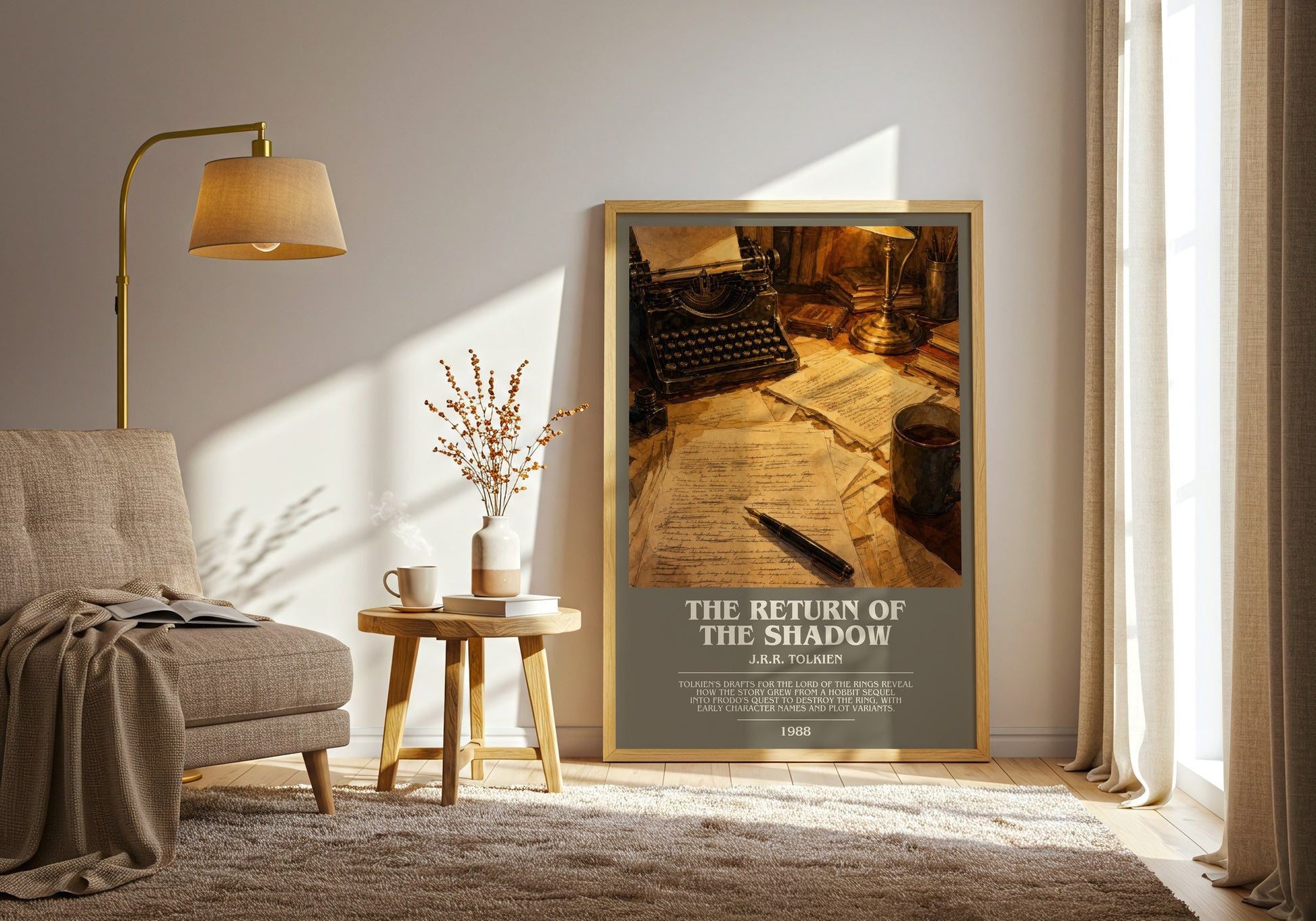 The Return Of The Shadow bookish print on bookshelf – J.R.R. Tolkien fan gift