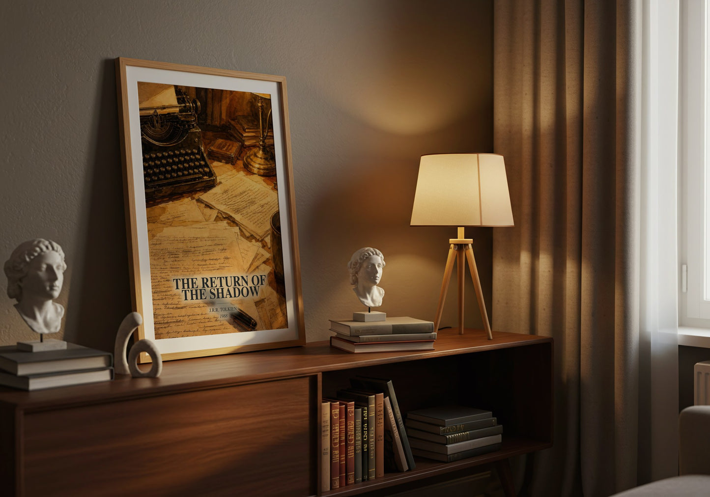 The Return Of The Shadow watercolour print on bookshelf – J.R.R. Tolkien fan gift
