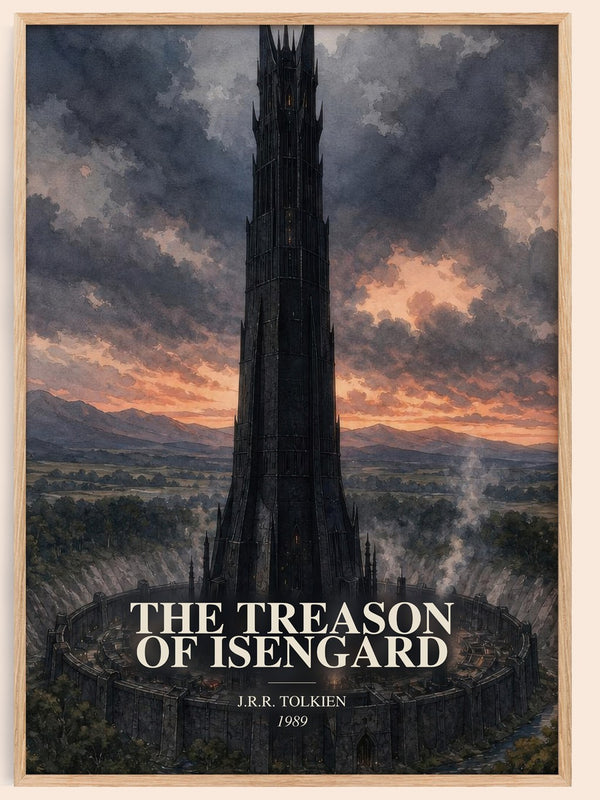 The Treason Of Isengard watercolour book poster by J.R.R. Tolkien – framed literary art print
