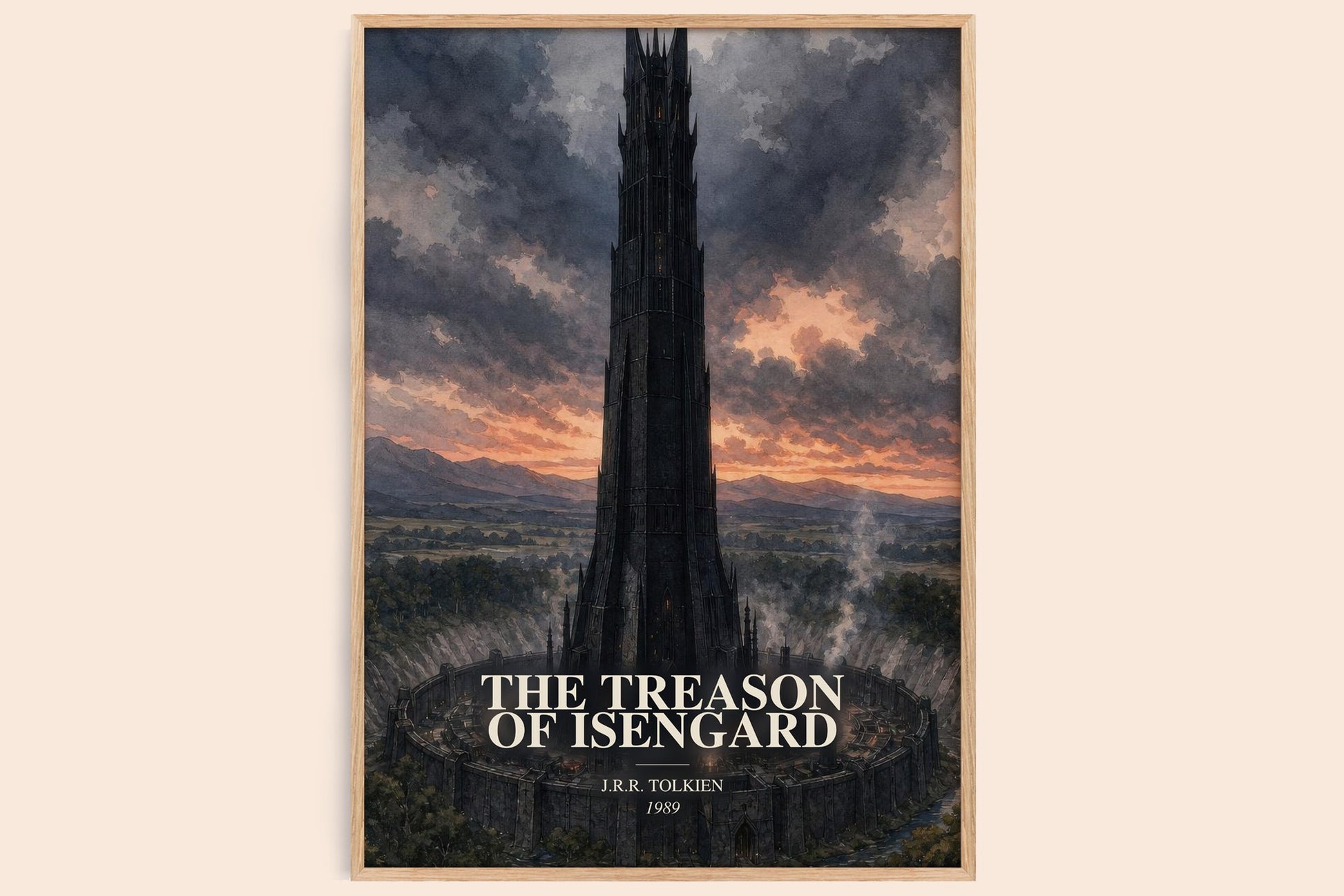 The Treason Of Isengard watercolour book poster by J.R.R. Tolkien – framed literary art print