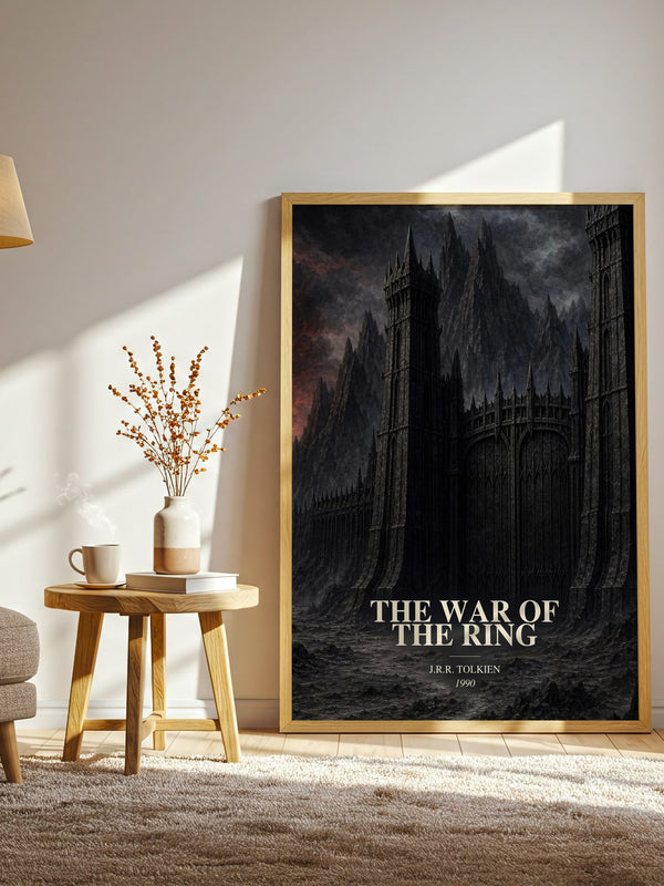 The War Of The Ring watercolour print in frame leaning in hallway – literary wall art