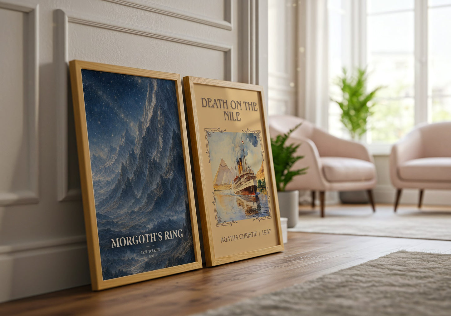 Morgoth'S Ring watercolour print framed by window – literary home decor