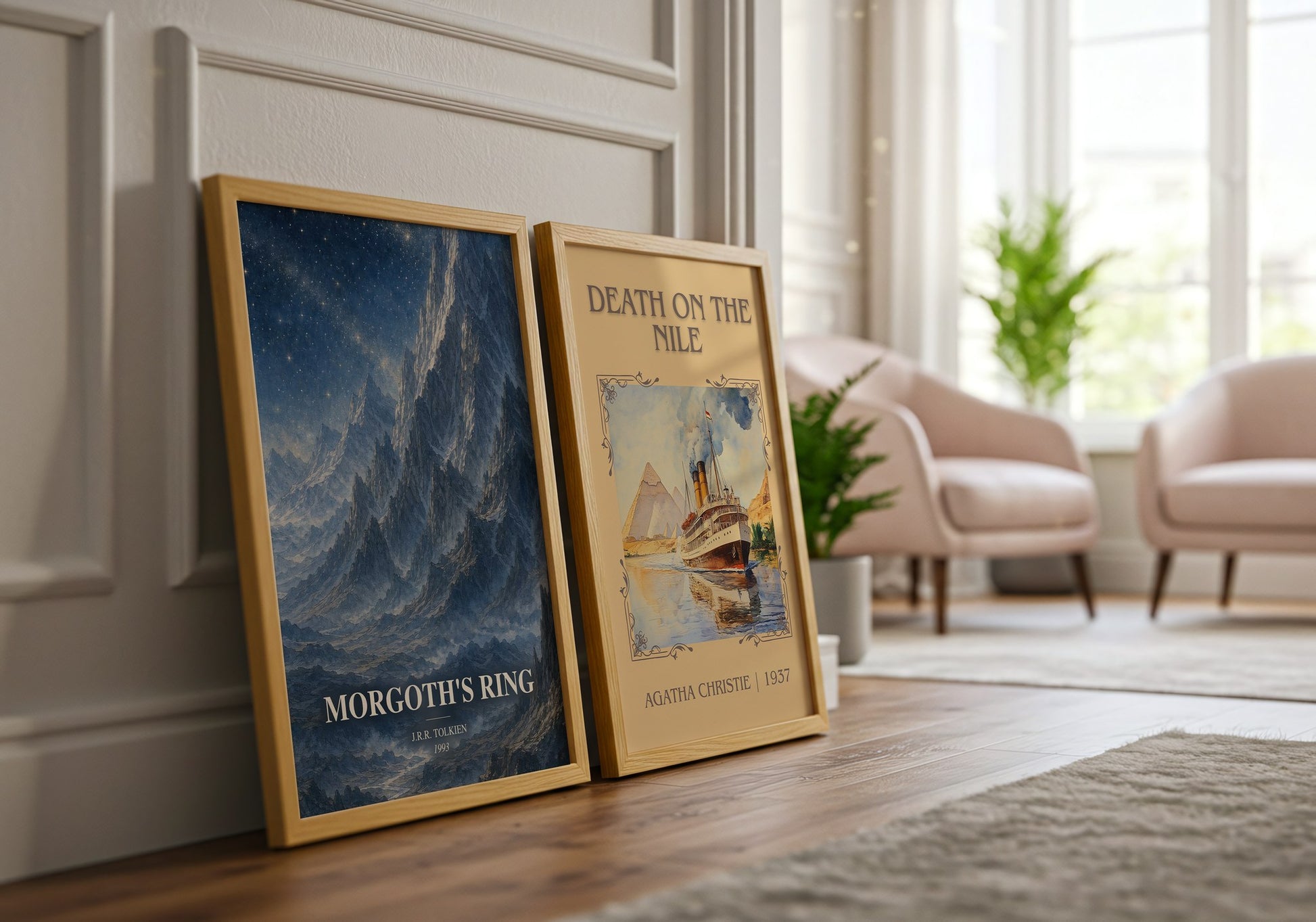 Morgoth'S Ring watercolour print framed by window – literary home decor