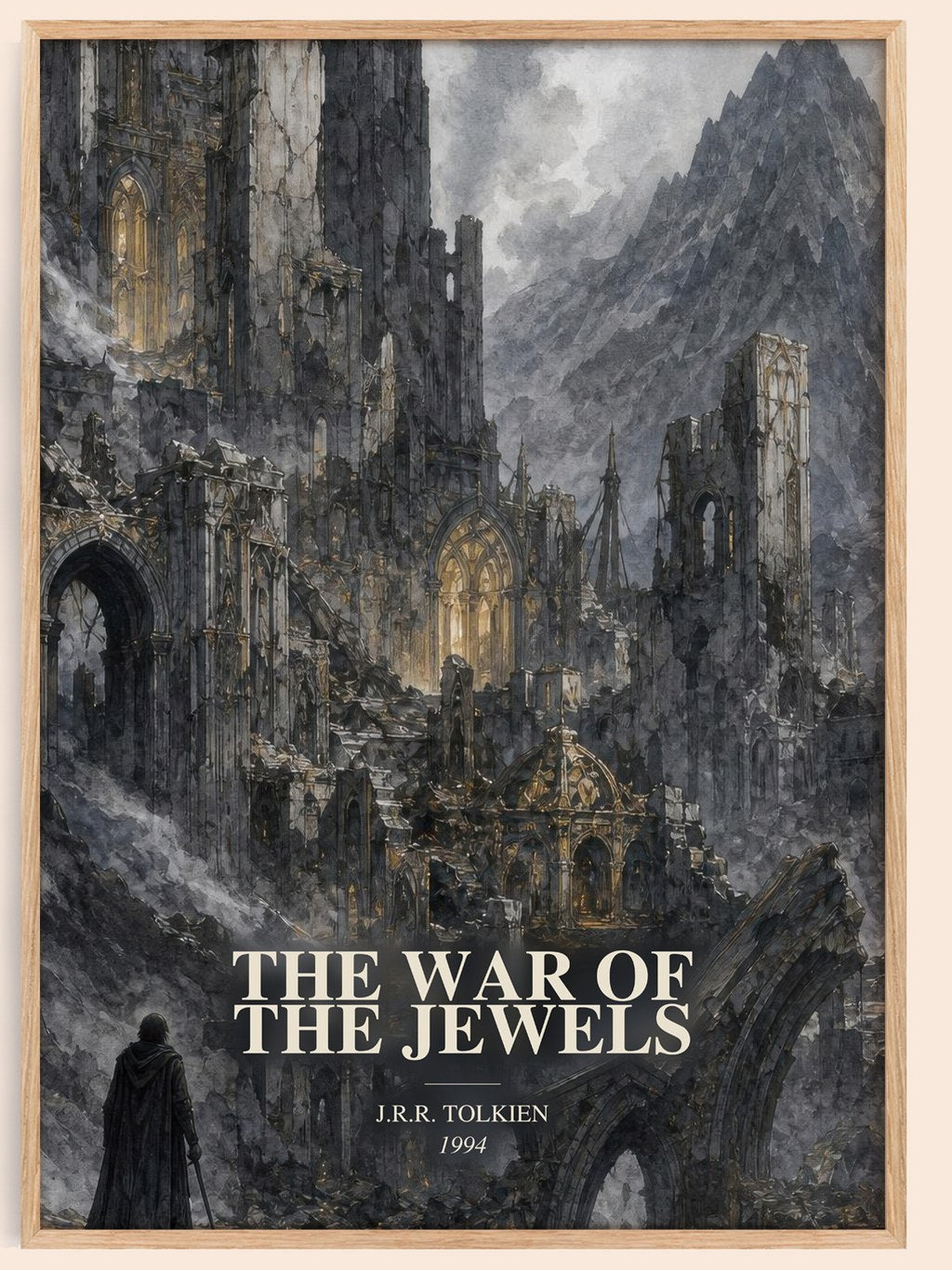 The War Of The Jewels watercolour book poster by J.R.R. Tolkien – framed literary art print