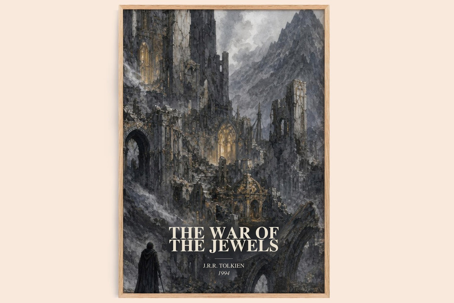 The War Of The Jewels watercolour book poster by J.R.R. Tolkien – framed literary art print