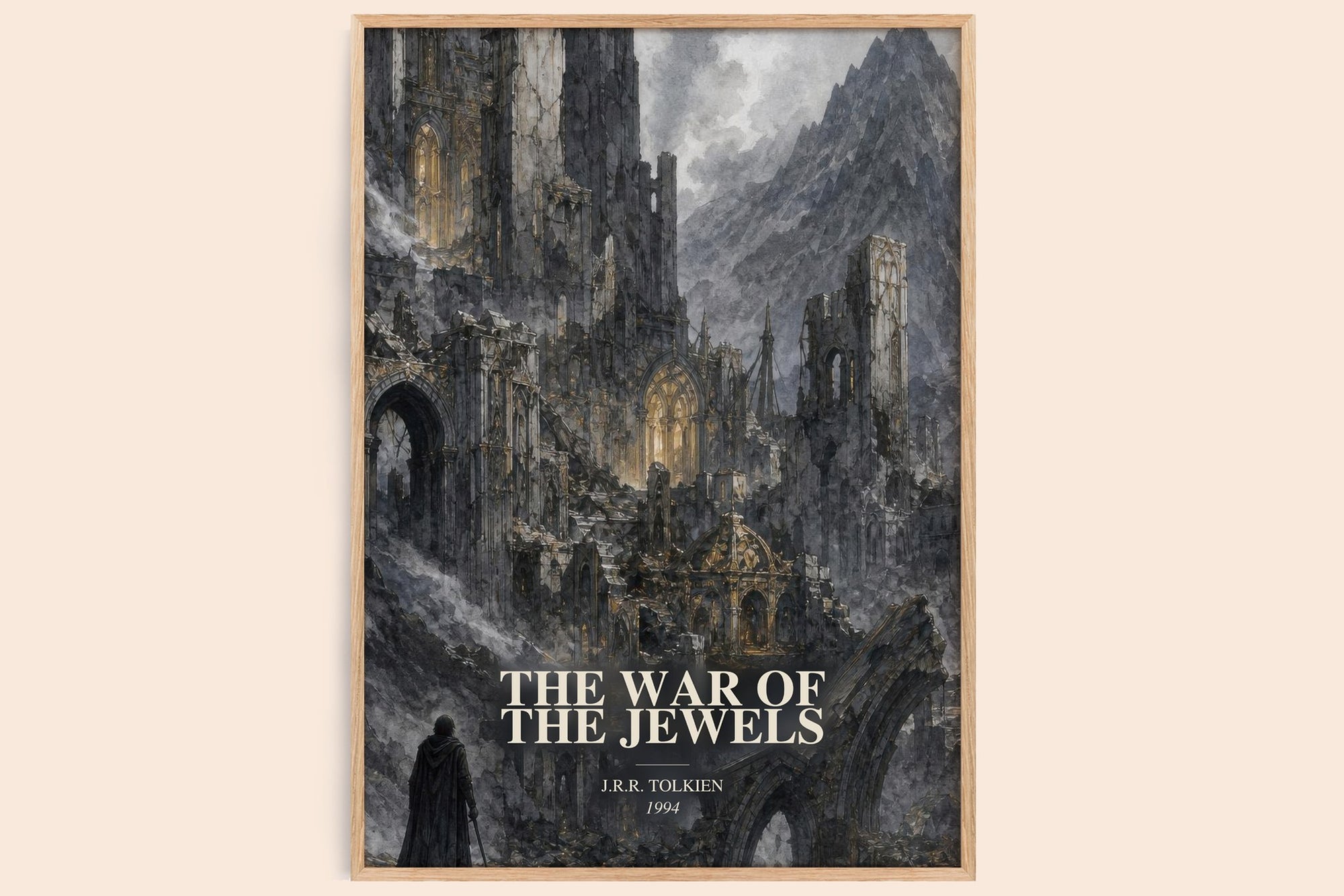 The War Of The Jewels watercolour book poster by J.R.R. Tolkien – framed literary art print