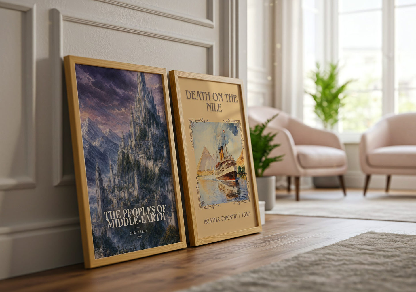 The Peoples Of Middle-Earth watercolour print framed by window – literary home decor